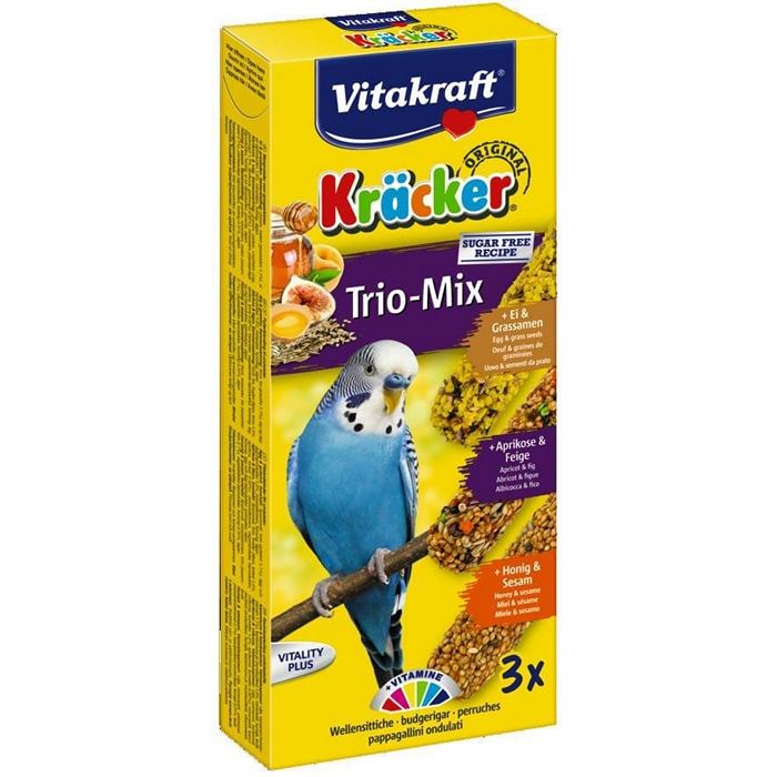 Vitakraft Kräcker Trio-Mix parkiet ei/abrikoos/honing